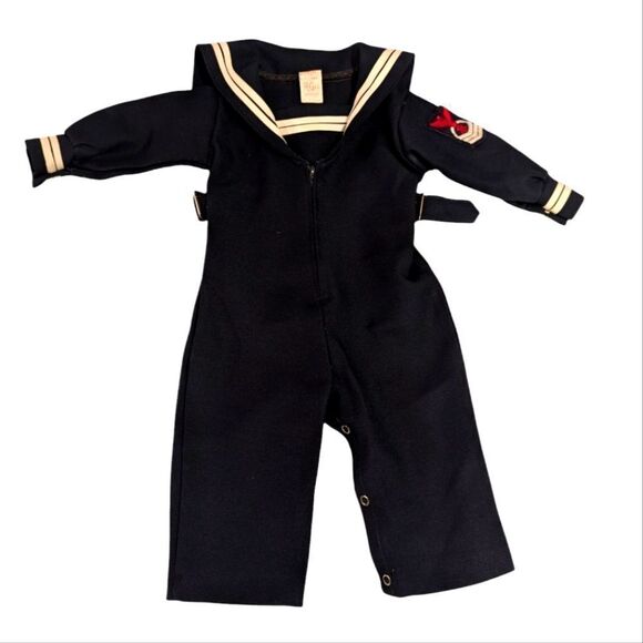 Vintage infant blue & white‎ nautical sailor jumpsuit size 12 months - Picture 1 of 5